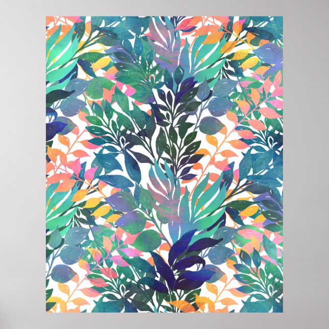 Poster Foliage de la Jungle tropicale Aquarelle Verdure (Devant)