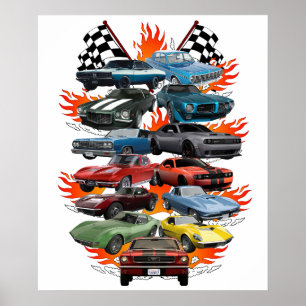 Poster Folie automobile ! Voitures musclées, voitures cla