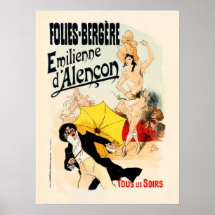 Poster FOLIERS BERGERE Emilienne Paris Old Jules Cheret