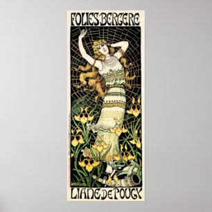 Poster FOLIERS BERGERE Liane De Pougy France Cabaret Danc