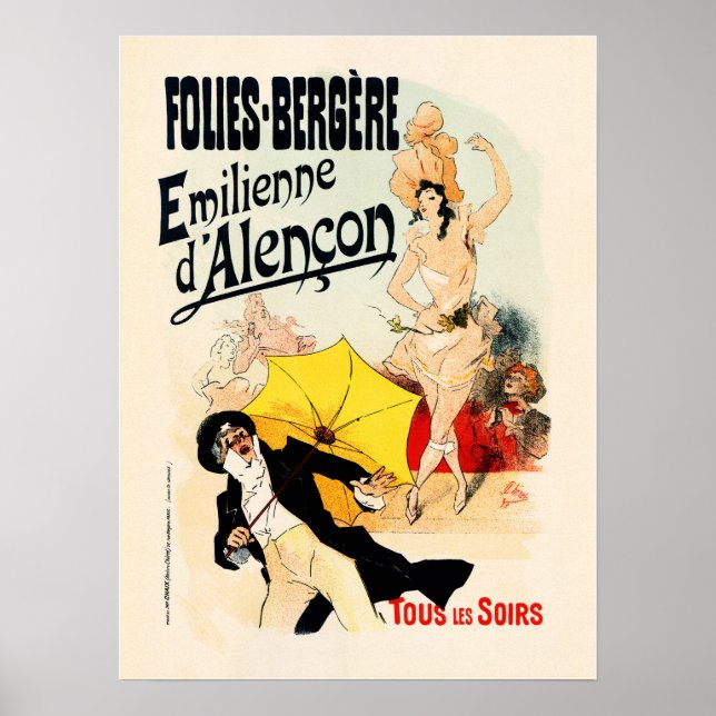 Poster FOLIES BERGERE Emilienne Paris Old Jules Cheret (Devant)