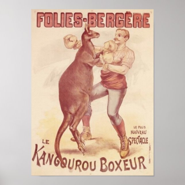 Poster Folies Bergere — Kangaroos de boxe (Devant)