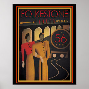 Poster Folkestone Londres par l'affiche 16 x 20 d'art