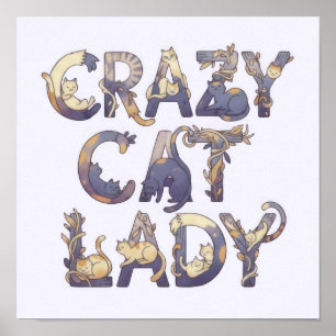 Poster Folle dame aux chats