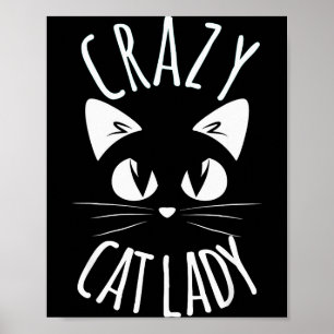 Poster Folle dame aux chats Maman drôle de fourrure Fête