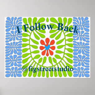 Poster Follow Back Blue Bird,