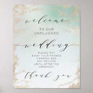 Poster Fond Abstrait Aqua Ombre avec Parties scintillant