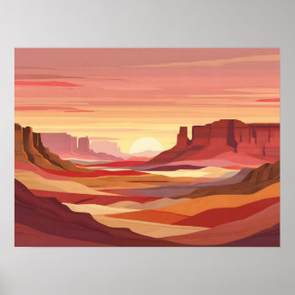 Poster Fond Abstrait de Coucher de Soleil Désertique – Te