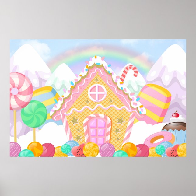 Poster Fond Candyland  Toile de fond thème Candyland (Devant)