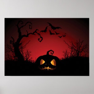Poster Fond de citrouille d'Halloween