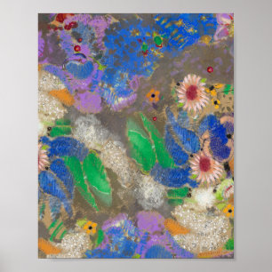 Poster Fond de fleurs abstraites d'Odilon Redon.