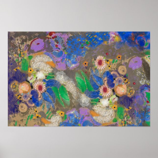 Poster Fond de fleurs abstraites d'Odilon Redon.   (Devant)