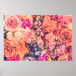 Poster Fond de fleurs vintage - filtre vintaitevintage,