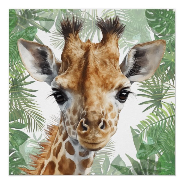 Poster Fond de jungle de girafe  (Devant)