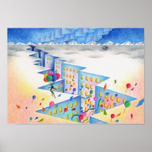 Poster Fond de la glace. Ville de crevasses.