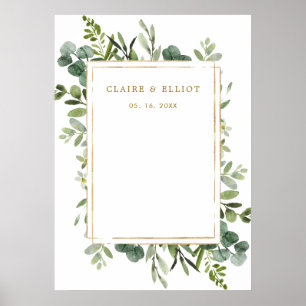 Poster Fond de mariage en feuillage doré botanique