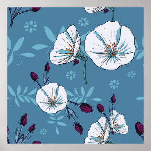 Poster Fond de motif fleuri plante botanique sans soudure