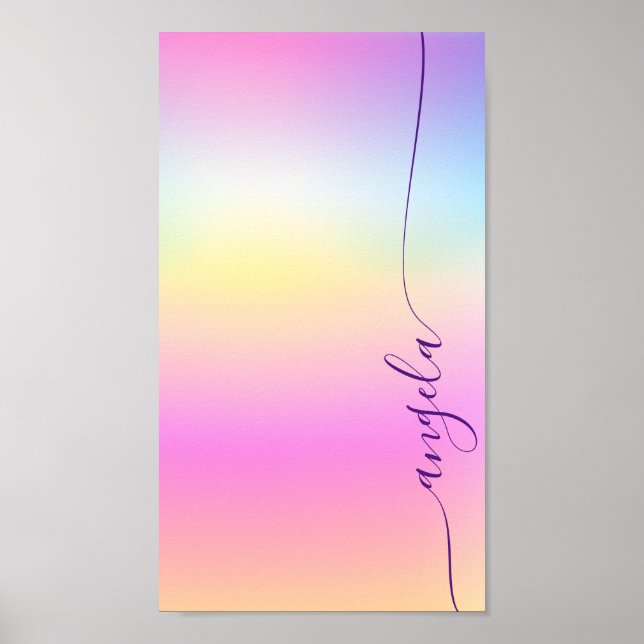Poster Fond d'écran de téléphone avec nom à dégradé iride (Devant)
