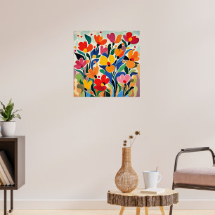 Poster Fond floral abstrait, vibrant,
