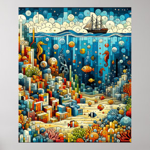 Poster Fond marin vibreux