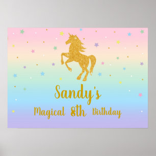 Poster Fond pour photos de fête d'anniversaire licorne
