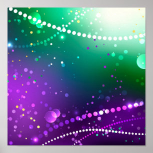 Poster Fond violet festif de Mardi Gras