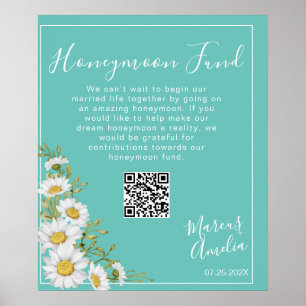 Poster Fonds de lune de miel pour marguerites Turquoises 