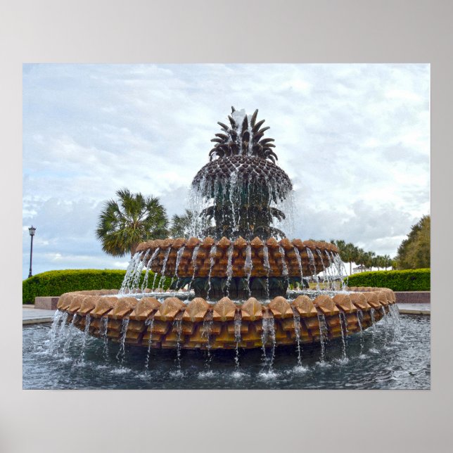 Poster Fontaine d'ananas de Charleston, Caroline du Sud (Devant)