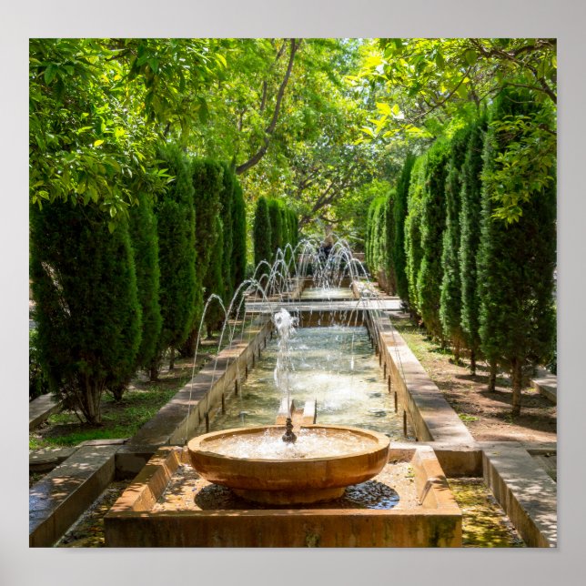 Poster Fontaine dans les jardins d'Almudaina - Palma de M (Devant)