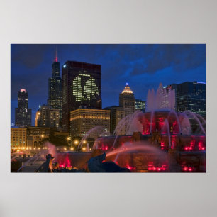 Poster Fontaine de Chicago Buckingham sur Toile