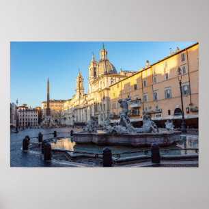 Poster Fontaine de Neptune sur la Piazza Navona - Rome