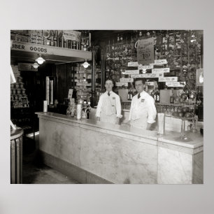 Poster Fontaine de soude de drugstore, 1921. Photo