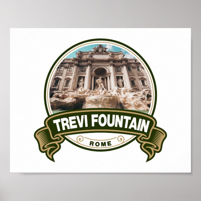 Poster Fontaine de Trevi Badge Rome Italie (Devant)