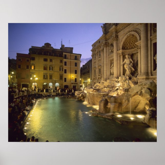 Poster Fontaine de Trevi la nuit, Rome, Latium, Italie (Devant)