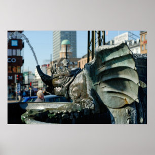 Poster Fontaine du carré de l'Hôtel de Ville à Copenhague