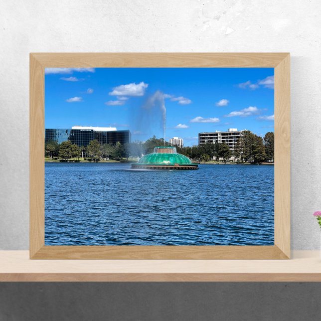 Poster Fontaine du lac Eola Orlando Floride (A photo poster of Lake Eola Fountain in downtown Orlando, Florida)