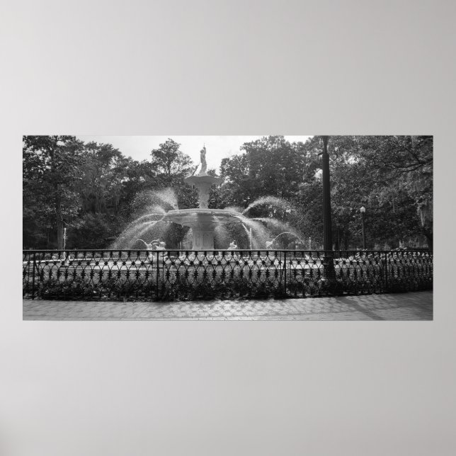 Poster Fontaine du parc Forsyth, Savannah Ga (Devant)
