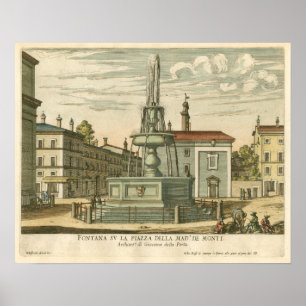 Poster Fontaine italienne en ville Carré par Falda