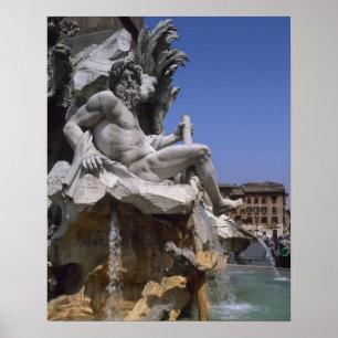 Poster Fontana dei Quattro Fiumi, Piazza Navona, Rome,