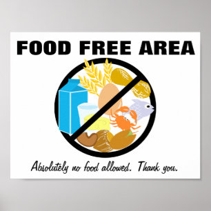 Poster Food Free Area Allergy Friendly Zone Customizable