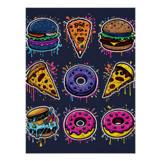 Poster Food Frenzy: Graffiti Comfort Food