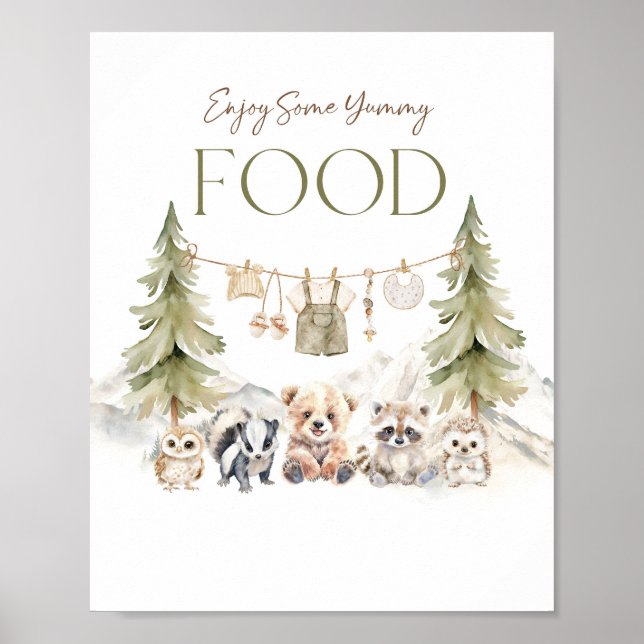 Poster Food Sign Woodland Adventure Boy Baby Shower (Devant)