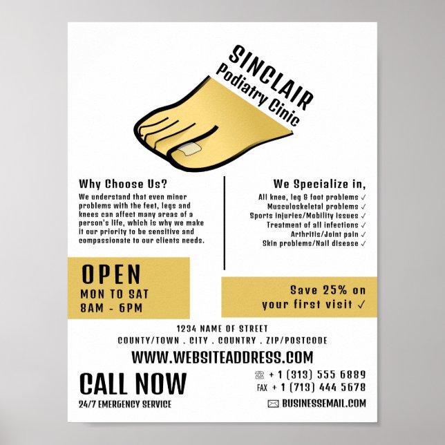 Poster Foot Design, Clinique Podiatriaire, Podiatriste (Devant)