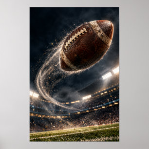 Poster Football Américain en Vol – Scène de Stade Cinémat