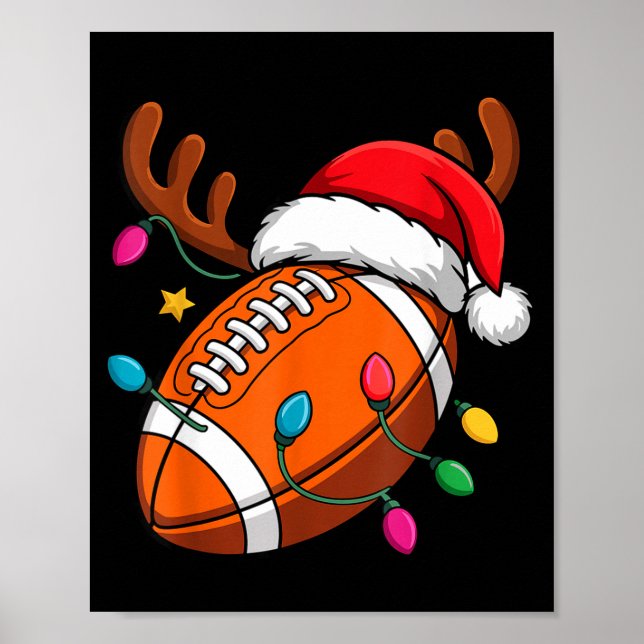 Poster Football American Reindeer Horns Christmas Xmas Ba (Devant)