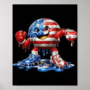 Poster Football Amérique Hommes Femmes Usa Soc Dégoulinan