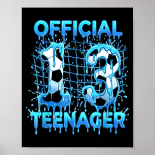 Poster Football Anniversaire 13 Ans Crème Glacée Drip Off