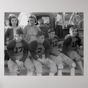 Poster Football au lycée, 1941. Photo vintage