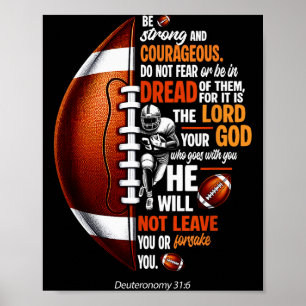 Poster Football chrétien Deutéronome 31 6 Bible Chrétien