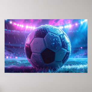 Poster Football dans l'arène de stade conditions météorol